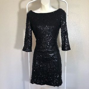Jessica Simpson Matte Sequin Black Open cowl Back